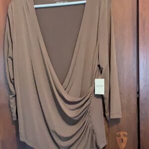 Coldwater Creek Brown Faux Wrap Knit top